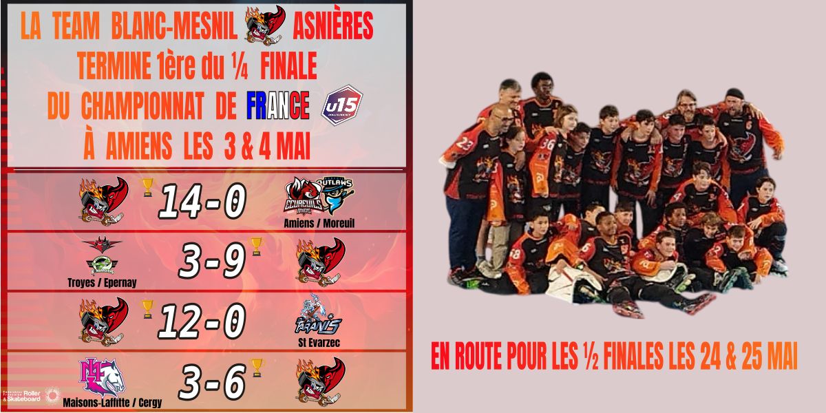 quart finale championnat de france roller hockey u15 amiens blanc-mesnil asnieres