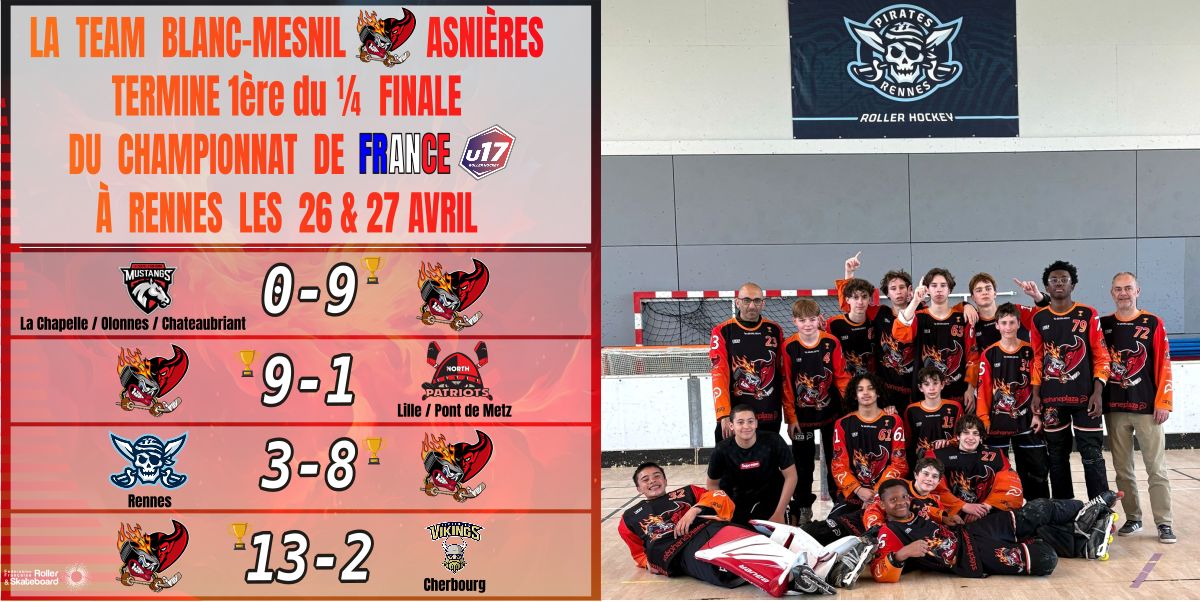 quart finale championnat de france roller hockey u17 rennes blanc-mesnil asnieres